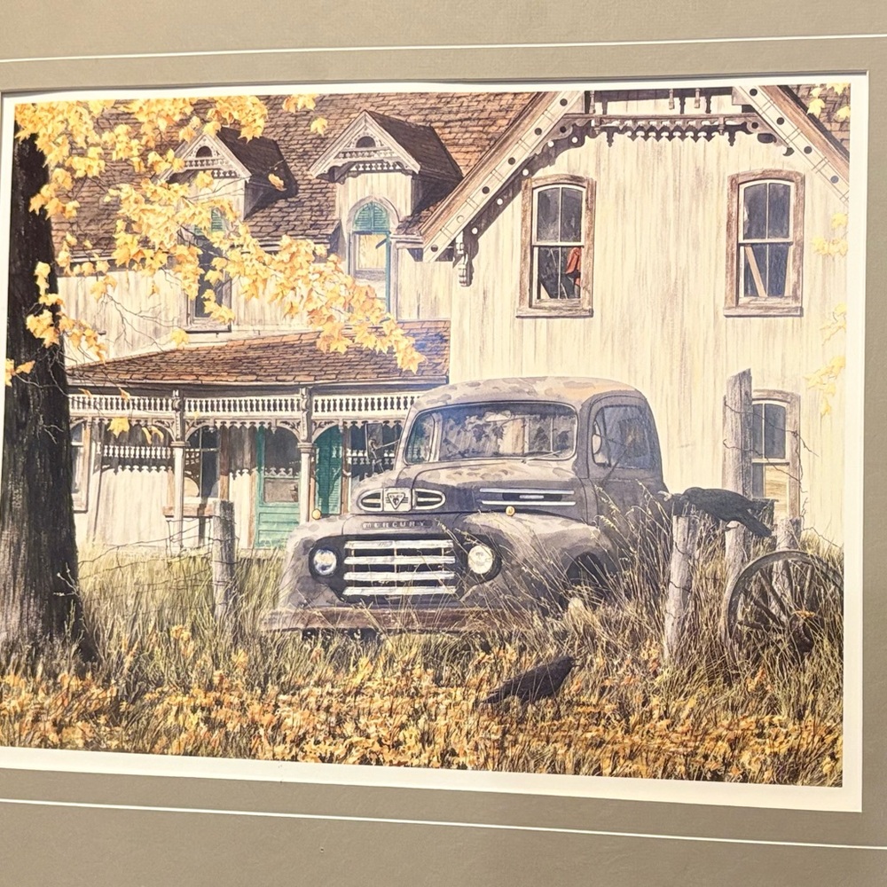 Vintage Truck and House Art Print